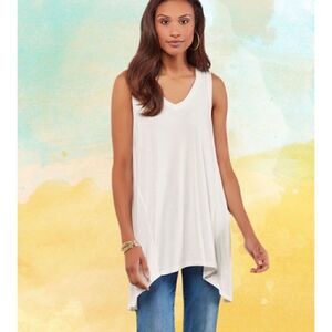 Soft Surroundings White Sublime Tank Tunic Top size L NWOT
